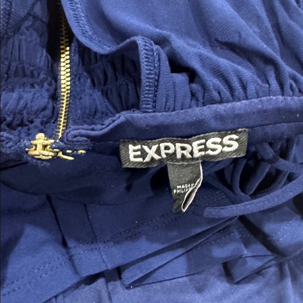 Express Halter Navy Blue Lace up Dress - Picture 4 of 8